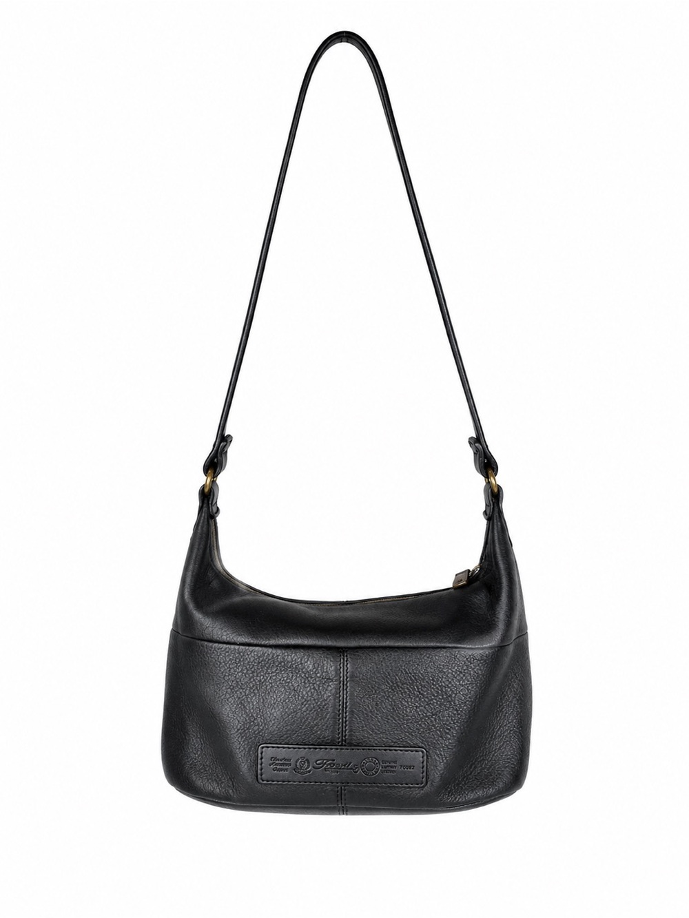 Vintage Fossil 75082 Black 100% Genuine Leather Baguette Shoulder Bag Y2K - Picture 2 of 16